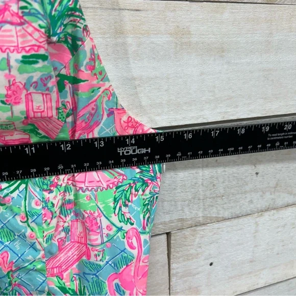 Lilly Pulitzer Dress Size 0 Pink Flamingo Halter Preppy Beach Coastal Fit Flare - Picture 15 of 16